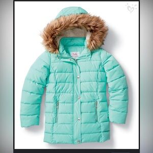 Justice Girls Mint Green Puffer Winter Jacket Coat 16/18